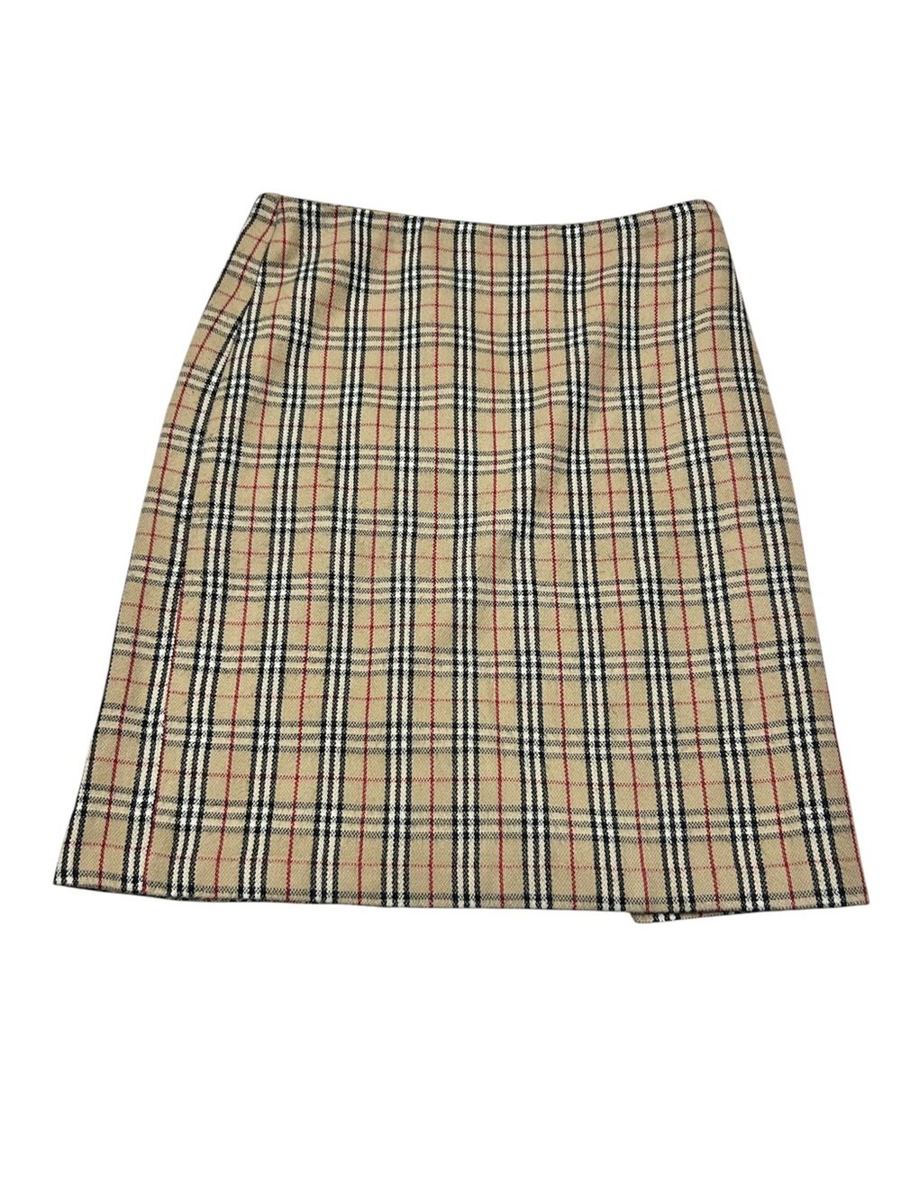 Classic Woolly Beige Plaid Pencil Skirt